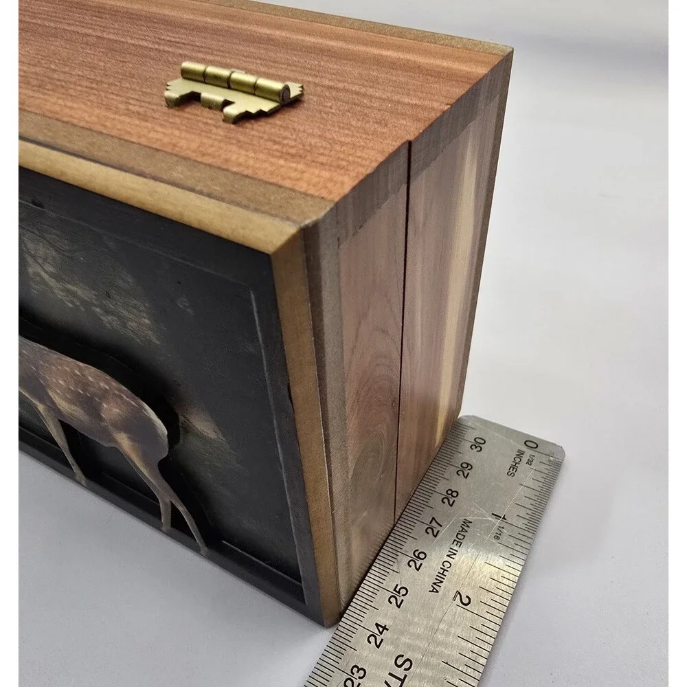 #97218 3D Laser Cut Buck Deer Keepsake Jewelry Wood Cedar Picture Box 7